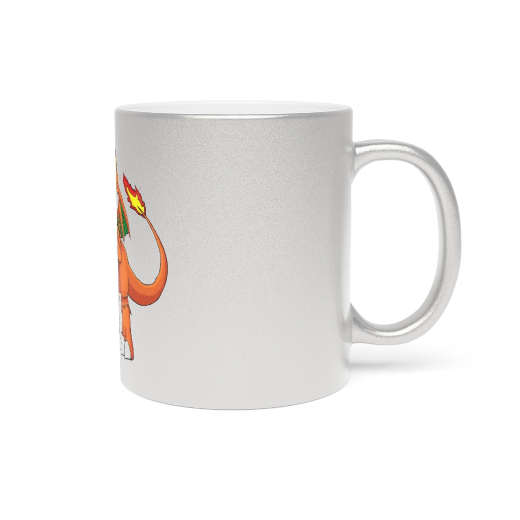 Angetiron Metallic Mug in Silver and Gold, showcasing customizable designs and a sleek ceramic finish.